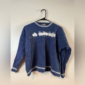 Vintage 90's Woolrich Navy Sheep Wool & Silk Crewneck Sweater GUC